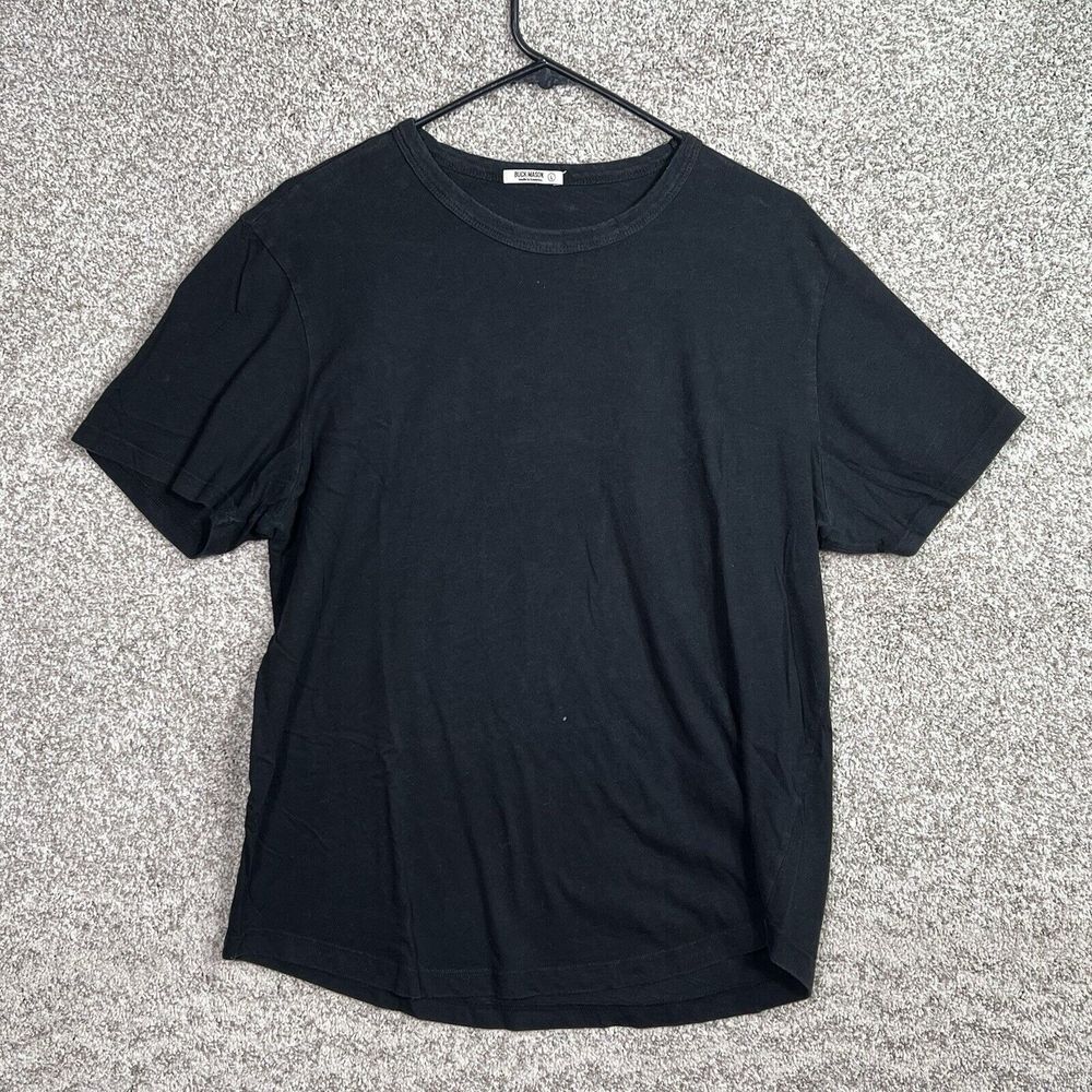 Buck Mason Mens T-Shirt Mens Large Black Curve Hem Tee Capsule Basic USA Made
